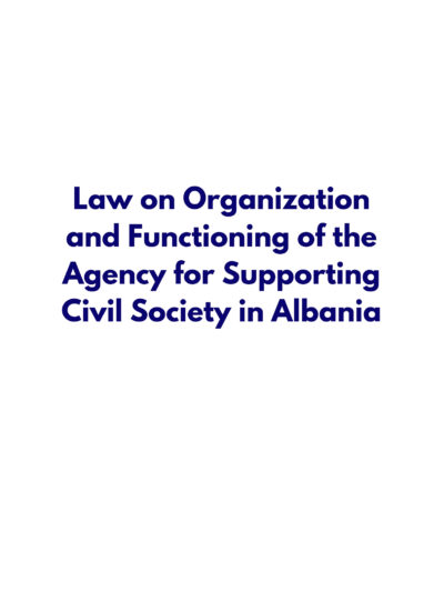 law on organization and functioning of the agency for supporting civil society in albania